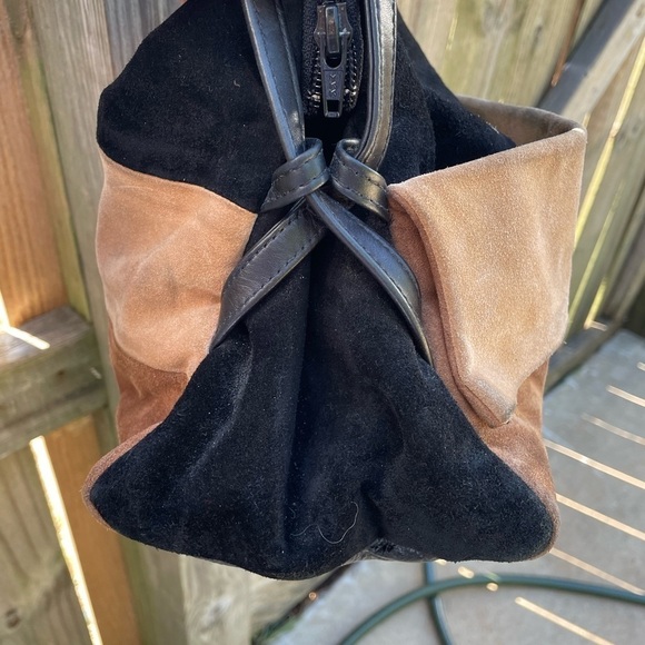 Vintage Nancy Bacich y2k Nude Color Block Genuine Leather Tote Purse - Picture 3 of 10